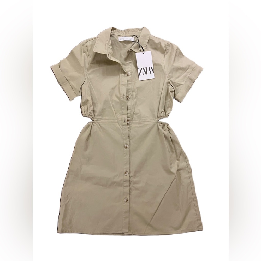 ZARA Casual Light Green Cut Out Sides Girls Dress Size 8-9